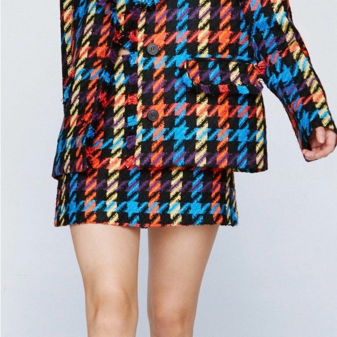 Nasty Gal Colorful Houndstooth Blazer - Nwot - Size 10